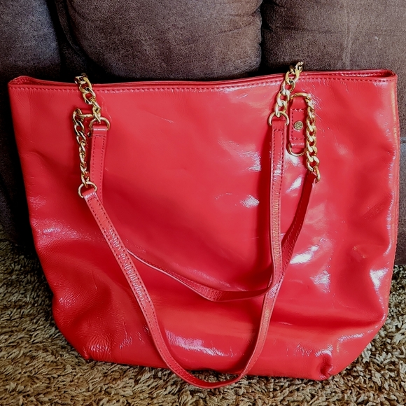 Michael Kors Collection Handbags - Michael Kors red patent with gold hardware purse